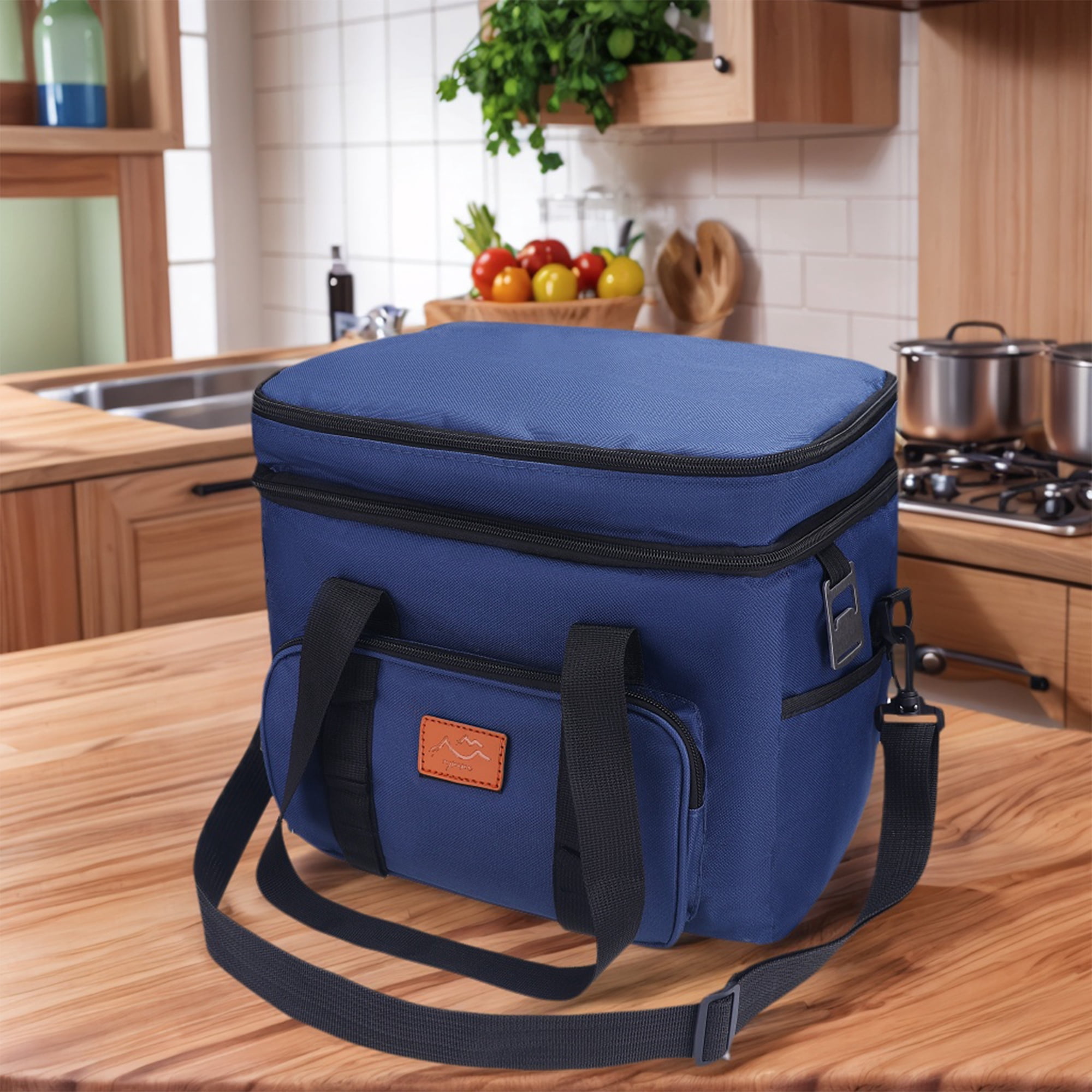 Unique Bargains Reusable Leakproof Lunch Bag for Office, Beach Navy Blue