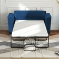 thumbnail image 5 of MUZZ Twin Size Pull Out Sofa Bed, Velvet Sofa Couvh with Pull Out Bed, Sleeper Sofa Couch with Foam Mattress, 2-in-1 Sleeper Couch Bed for Living Room/Apartment/Small Spaces (Blue), 5 of 7