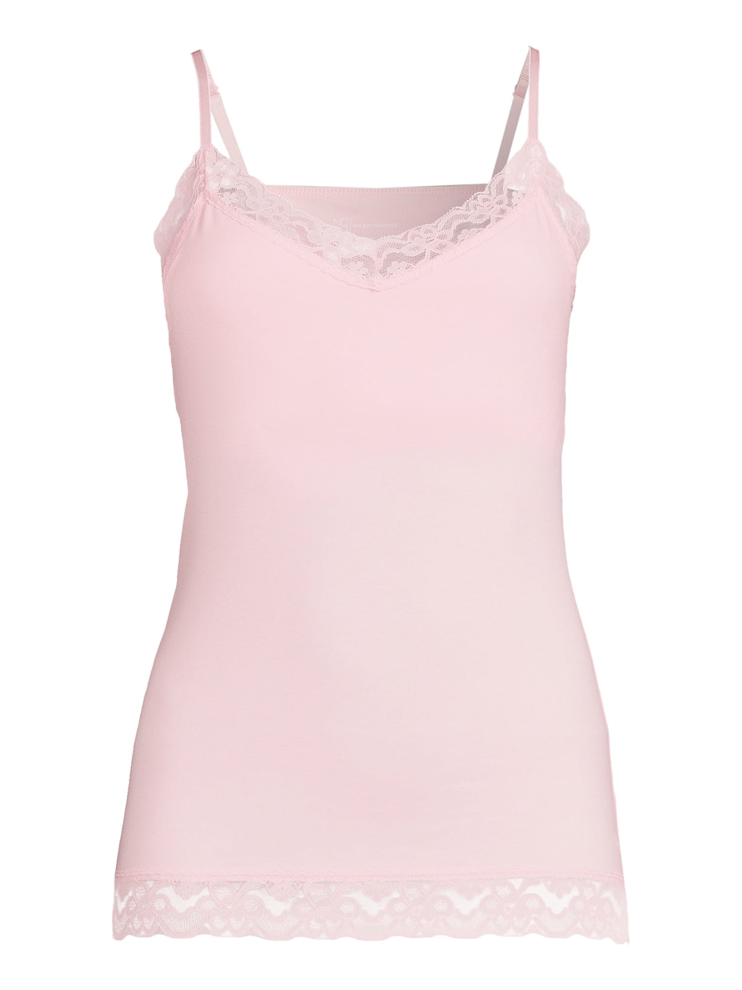 FRENCHI JUNIORS WOMENS LACE TRIM CAMISOLE TANK TOP PINK SHELL MEDIUM NEW!  $24