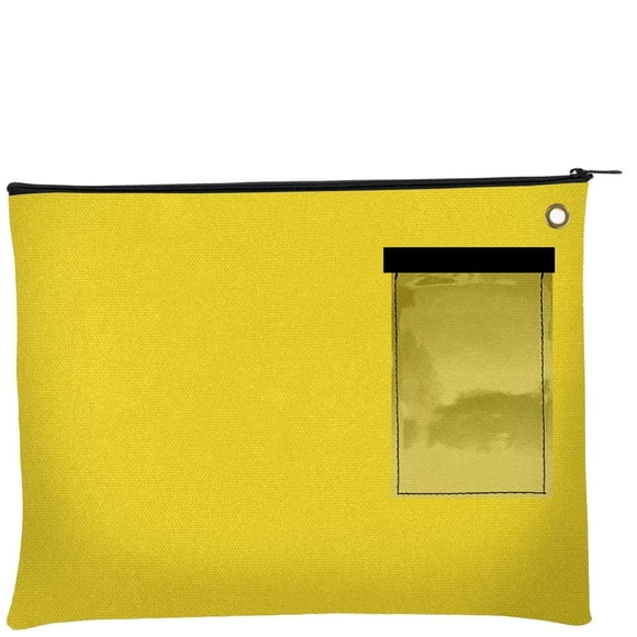 BankSupplies Canvas Interoffice Mailer 14 oz. | 14 ancho x 11 alto | Amarillo | Bolsa de tránsito | Bolsa grande con cremallera y ojal | Uso con candado o brida para seguridad | Bolsa de correo entre