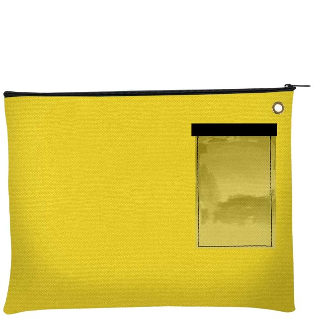 BankSupplies Canvas Interoffice Mailer 14 oz. | 14 ancho x 11 alto | Amarillo | Bolsa de tránsito | Bolsa grande con cremallera y ojal | Uso con candado o brida para seguridad | Bolsa de correo entre