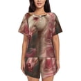 thumbnail image 1 of Balery Haired White Horse Conjunto de Pijama para Mujer con Estampado, Dos Piezas de Manga Corta y Shorts, Ropa de Dormir Suave con Cuello Redondo y Bolsillos-Large, 1 of 6
