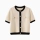 thumbnail image 5 of HH TRAF Otoño Mujer Elegante Suéter Tops 4-color Cuello redondo Manga corta Bolsillo Un Solo Pecho Mujer Casual Tejido Abrigo Mujer, 5 of 5