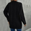 thumbnail image 3 of Solid Color Cardigan Fashion Loose Knitwear Pockets Round Neck Outwear Open Front Warm Pullover Autumn Women Coat Long Cable Knitted Sweater, 3 of 6