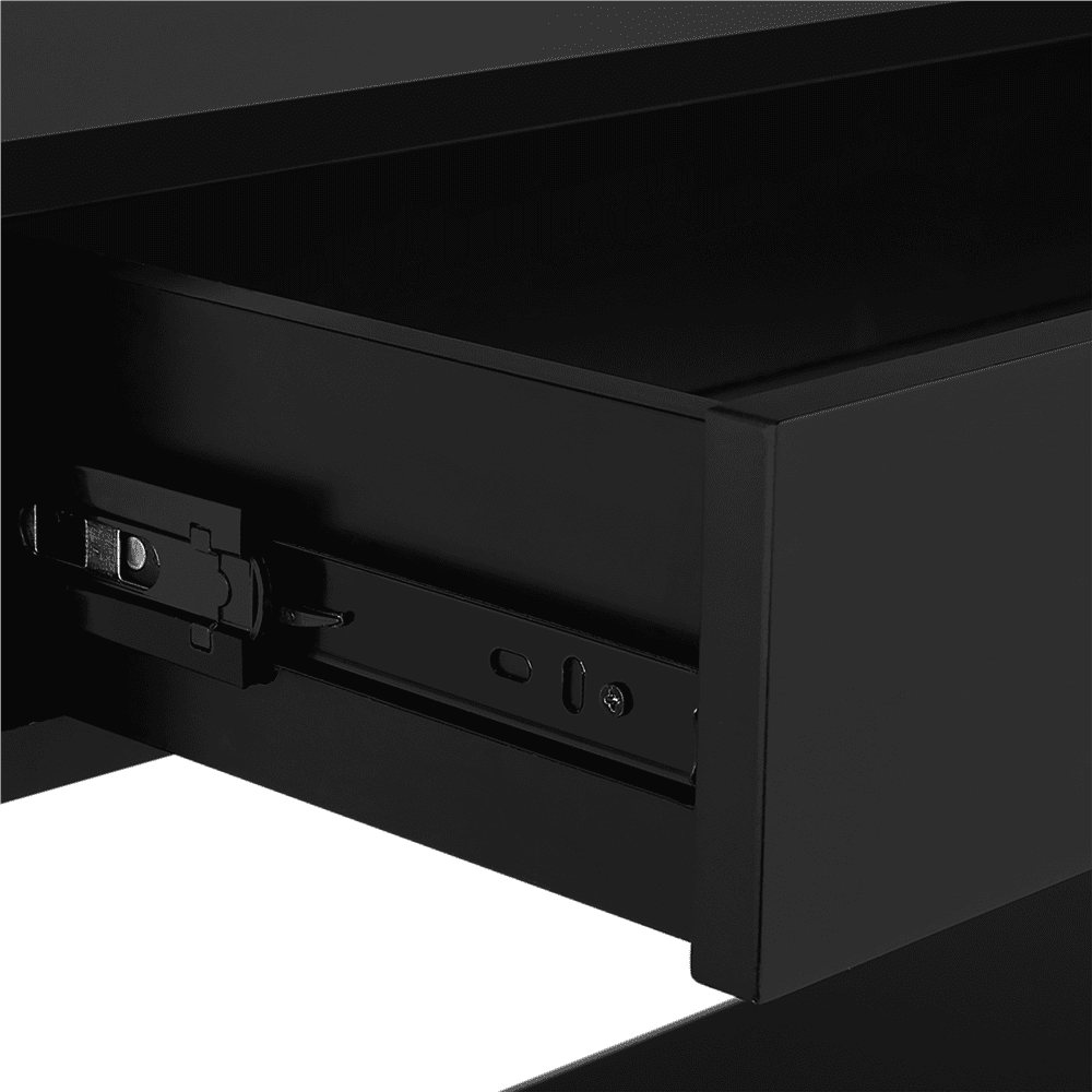 Renwick 3-Tier X-Design Wood Console Table with Storage Drawer, Black