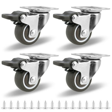 Dznils Heavy Duty Swivel Castor Wheels Trolley Furniture Rubber Rotatable Caster with Safety Lock Brake