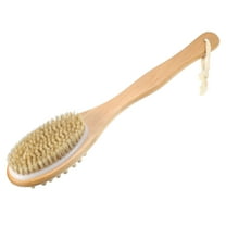 Unique Bargains Double Sided Bath Brush Back Scrubber Wood for Shower Brown 14.6 Inches