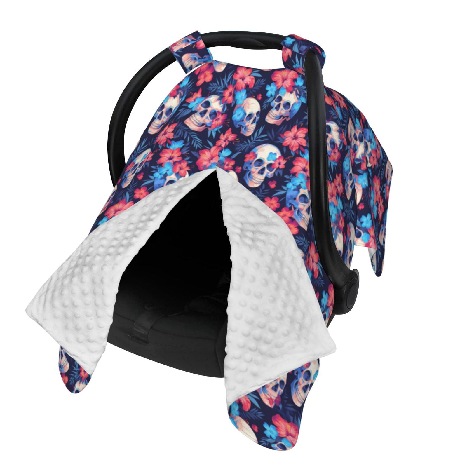 Naloa Skull flower blue Baby Car Seat Cover, Breathable Baby Carrier Cover, Multiuse Baby Carrier Cover & Nursing Breastfeeding Cover