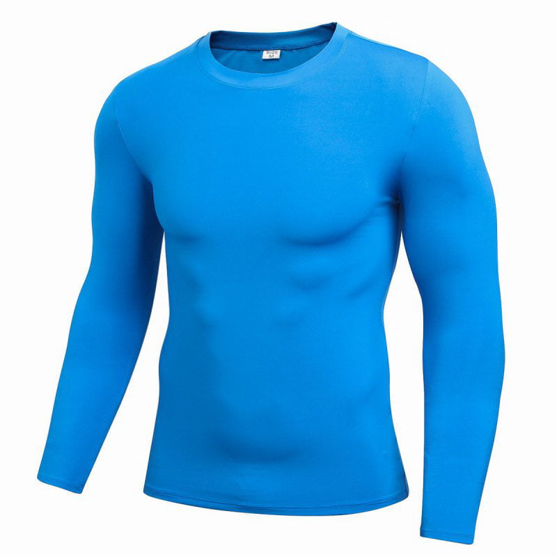 Men's Compression Base Layer Long Sleeve Plain Shirts Dri-fit Spandex Running 