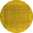 thumbnail image 1 of Ahgly Company Machine Washable Indoor Round Oriental Yellow Industrial Area Rugs, 6' Round, 1 of 4