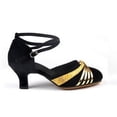 thumbnail image 1 of Zapatos de baile latino para mujer y niña, calzado de baile de salón de Tango, tacón alto, zapatos de baile de satén suave, sandalias de baile de salón de 3/5/7/cm, 1 of 5