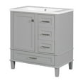 thumbnail image 6 of 30 Inch Bathroom Vanity with Sink, Modern Under Sink Cabinet with 3 Drawers and 1 Door, Floor Storage Cabinet for Bathroom, Grey, 6 of 9