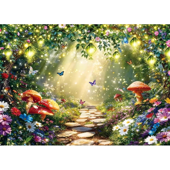Spring Enchanted Forest Backdrop Garden Floral Butterfly Wonderland Fairy Tale Photography Background Spring Party Decorations Banner Photo Props