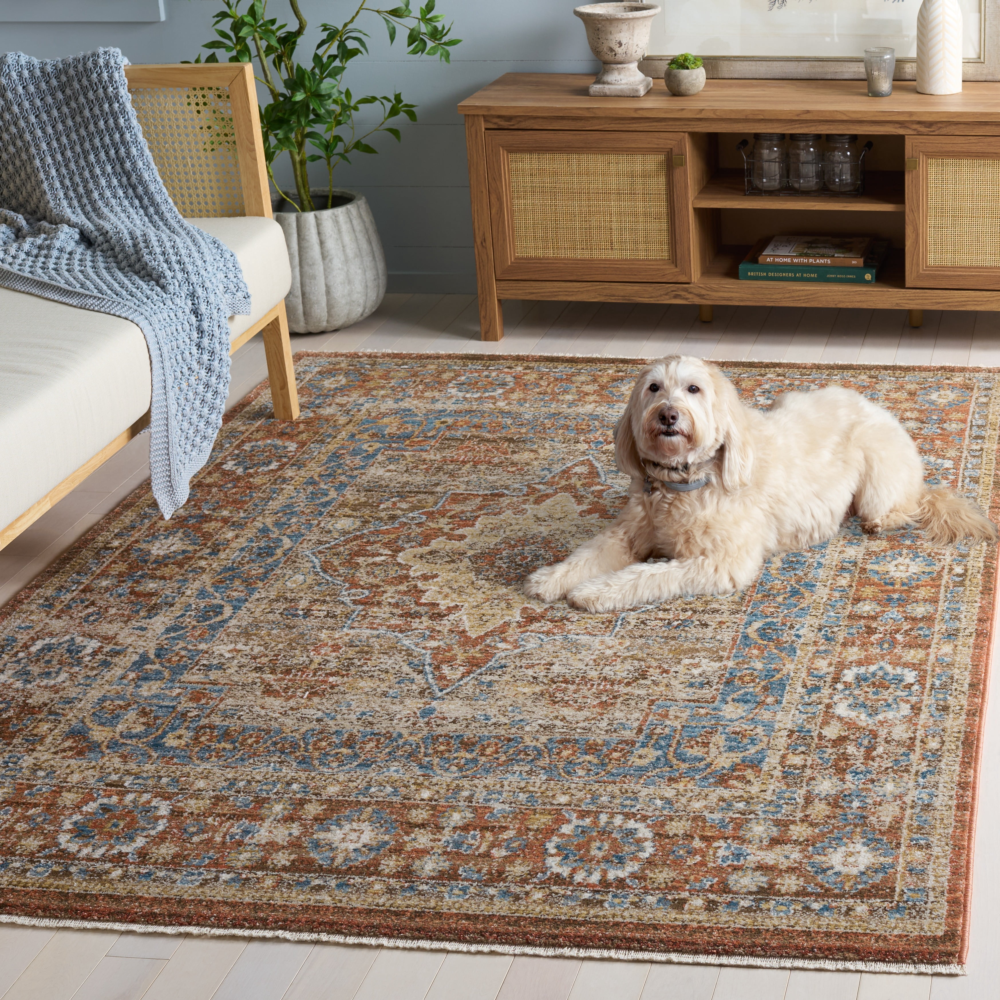 SAFAVIEH Bijar Rhona Oriental Area Rug, Brown/Rust, 3' x 3' Square
