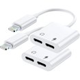 thumbnail image 1 of wonima11 [Apple MFi Certified] 2PACK Dual Lightning Headphone Adapter for iPhone Splitter Audio and Charge Support All iOS System Compatible with iPhone 14/13/12/11/XS/XR/8/7/6, 1 of 1