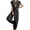 Black, variant on Womens Casual Jumpsuit Open Back Workout Onesie Loose One Piece Outfits Summer Drawstring Romper