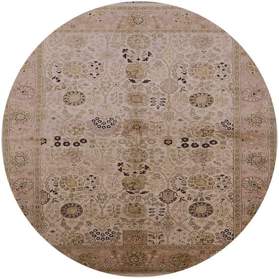 Ahgly Company Indoor Round Mid-Century Modern Sienna Brown Oriental Area Rugs, 5' Round