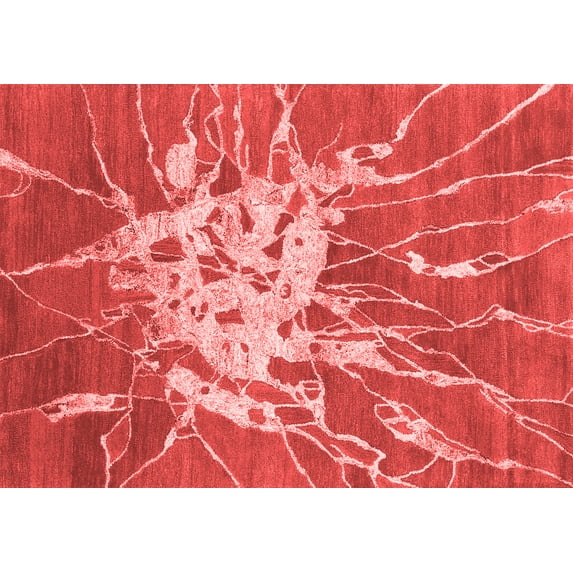 Ahgly Company Indoor Rectangle Abstract Red Contemporary Area Rugs, 4' x 6'