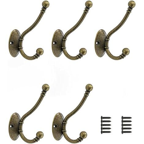 5 Pieces Retro Coat Hook, Wall Mounted Coat Hook, Vintage Metal Hat Door Hook with Screws, for Coat Rack Bathroom Kitchen
