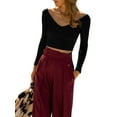 thumbnail image 2 of KelaJuan Women Short Shirt, Long Sleeve Solid Color Crop Party Street Spring Fall Short Wrapped Tops, 2 of 6