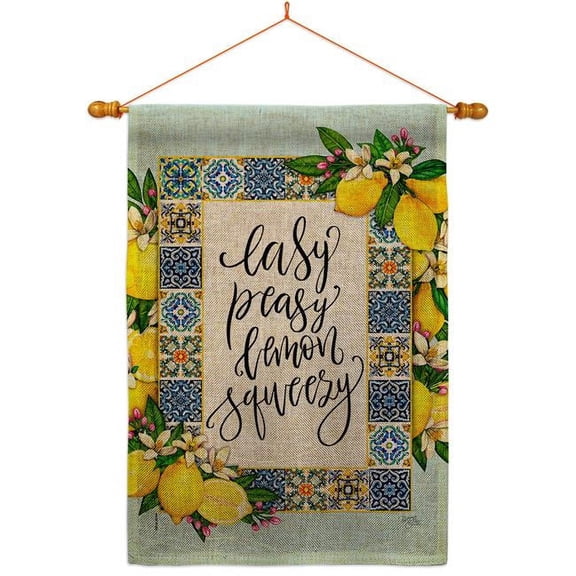 Breeze Decor HS120262-DB-03 Easy Lemon Food Fruit 28 x 40 in. Double-Sided Decorative Vertical House Flag Set for Decoration Banner Garden Yard Gift