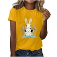 thumbnail image 4 of Camisas de Manga Corta para las Mujeres Moda Casual Impresión Cuello Redondo Suéter Tee Blusas, 4 of 4