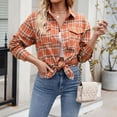 thumbnail image 2 of Women's Lightweight Flannel Plaid Button Down Shirts Oversized Long Sleeve Shacket Jacket Tops, 2 of 6