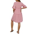 thumbnail image 3 of INSPIRE CHIC Women's Maternity Dress Bohemian Tiered Ruffled Bell Sleeve Casual V Neck Boho Pregnancy Dresses M Pink, 3 of 6