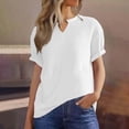 thumbnail image 5 of Womens Waffle Spring Clothes, Short Sleeve Shirts for Women Fashion Loose Fit Solid Color Notch V Neck T-Shirts, 5 of 6