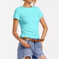 thumbnail image 2 of Bibifish Womens Tees Summer Solid Stretchy Basic Soft T Shirts Slim Fit Crewneck Short-Sleeve Summer Daily Wear Commute Tshirts Tee Tops, 2 of 6