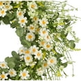 thumbnail image 2 of Artificial Yellow Daisy Wreath with Green Eucalyptus Leaves and Lavender Spring Summer Wreath for Front Door Wall Decor, 2 of 8
