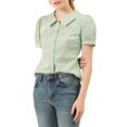 thumbnail image 1 of INSPIRE CHIC Women's Puff Sleeves Turndown Collar Button Down Floral Blouse, 1 of 6