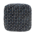 thumbnail image 3 of LR Home Medium Embroidered Geometric Indoor Square Pouf, Black/Blue, 16" x 16" x 16", 3 of 8
