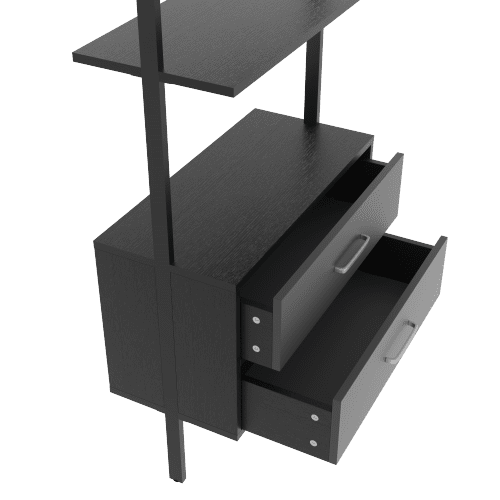 GIFFIH Vertical open space shelf with 2 drawers, Ladder bookcase,Modern