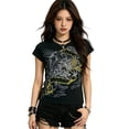 thumbnail image 5 of Women's Graphic Tees Y2K Vintage Gothic Tops 2000s Streetwear Slim Fit Shirt Emo Scene Alternative Clothes for Women, Casual Party Shirts, 5 of 7