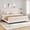 beige CALIFORNIA KING, variant on Queen Size Platform Bed Frame with Adjustable Upholstered Headboard, Wood Slat Support, No Box Spring Needed, Modern Design with Triangular Feet, Easy Assembly
