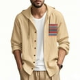 thumbnail image 2 of Lovskoo Mens Printed Long Sleeve Linen Blend Hooded Shirt Button Closure Front Pockets Casual Oversized Top, 2 of 9