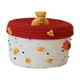 thumbnail image 2 of Cesta de almacenamiento de cuerda redonda con tapa, contenedor de almacenamiento vacío, caja decorativa hecha a mano Tapa roja fondo blanco, 2 of 9