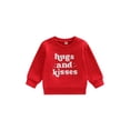 thumbnail image 2 of Toddler Baby Boy Girl Valentines Day Clothes Letter Print Sweatshirt Crewneck Long Sleeve Pullover Shirts Tops (Red Hugs Kisses , 3-4 Years), 2 of 9