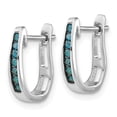 thumbnail image 2 of 14k White Gold Blue Diamond 3mm Hinged Hoop Earrings 14k White Gold Earrings, 2 of 2
