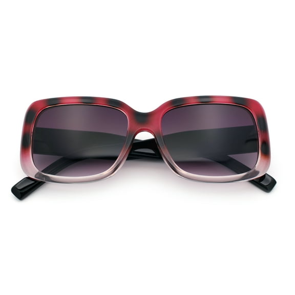 Womens Classy 90s Styling Chic Rectangle Designer Fashion Plastic Sunglasses Red Tortoise - Purple