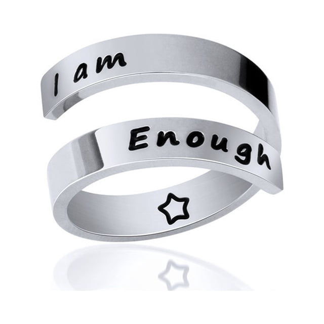 Anillo de joyería inspirador con grabado de acero inoxidable (plata), 1 unidad