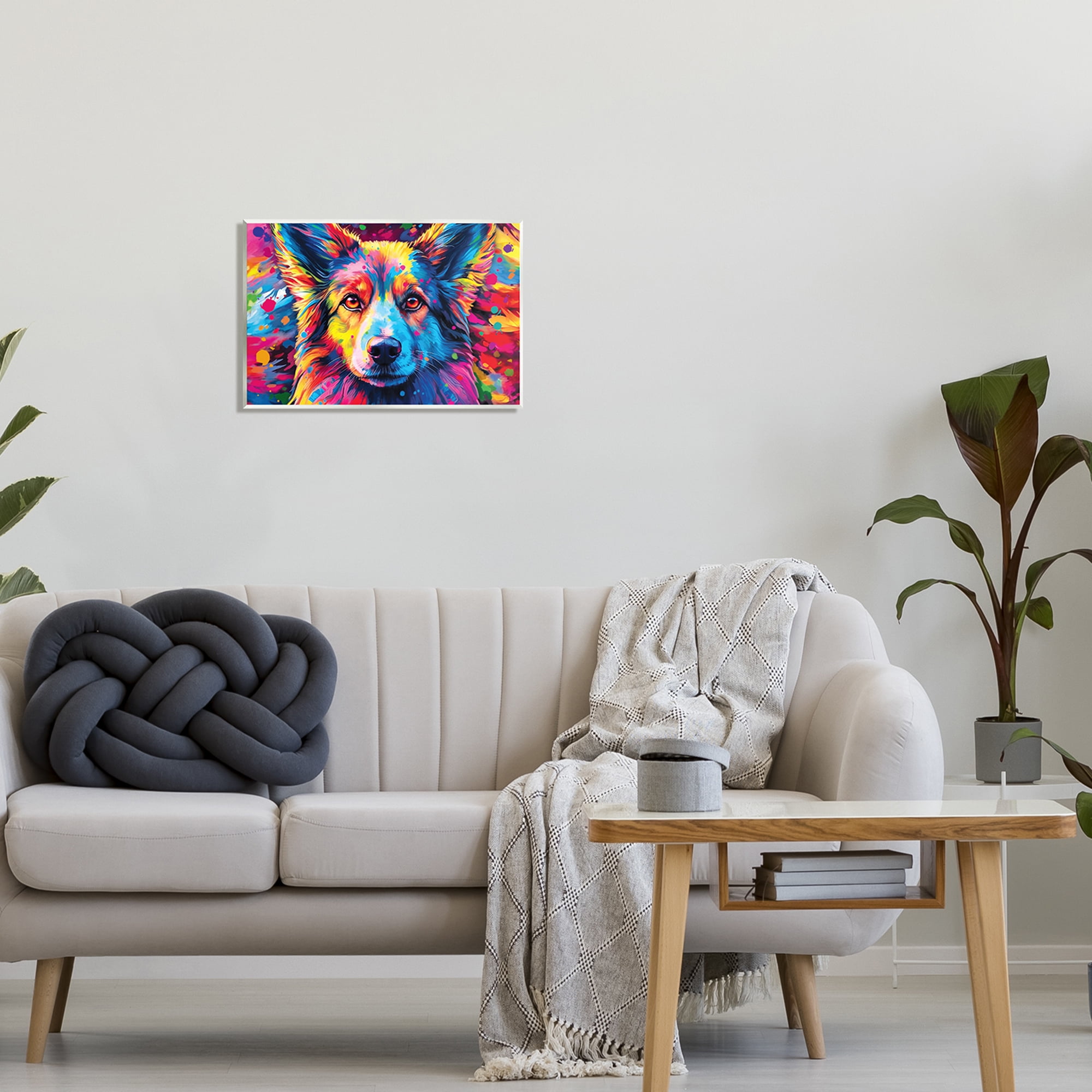 Stupell Industries Dog with Vivid Paint Splash Animals & Insects Painting Unframed Art Print Wall Art, 19 x 13