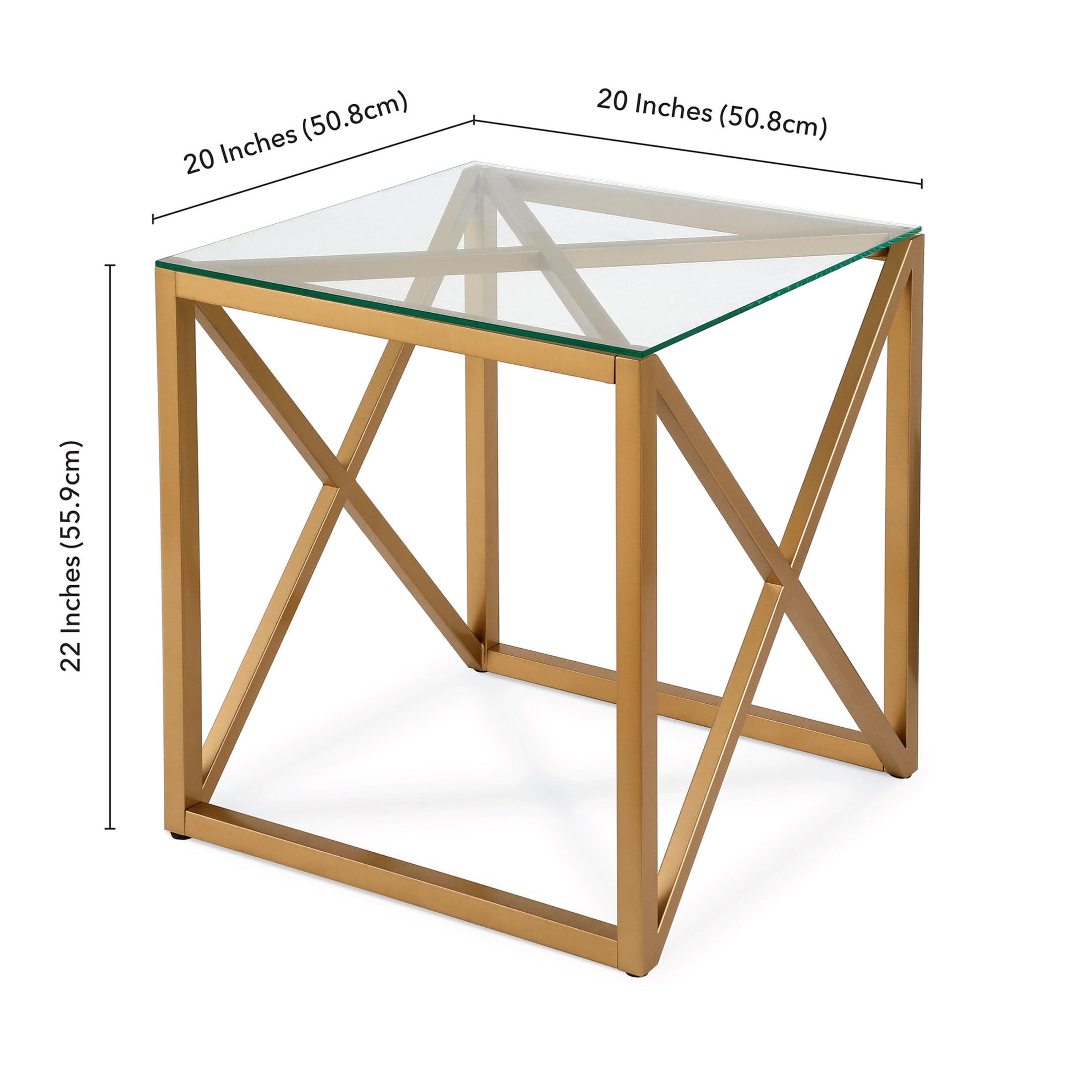 Evelyn&Zoe Dixon 20" Wide Square Side Table in Brass