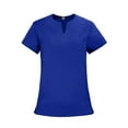 thumbnail image 4 of Guluxicc Scrub Sets for Woman Solid Color V-Neck Short Sleeve Tops and Long Pants Nurse Uniform Set with Pockets, Blue, 4 of 4