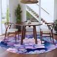 thumbnail image 3 of Round Rugs 5Ft, Spring Purple Hydrangea Round Area Rug Washable Indoor Throw Carpet, Country Flowers Garden Plants Soft Non Slip Circle Rug for Cabinet Bathroom Home Decor Aesthetic, 3 of 8