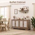 thumbnail image 2 of Brafabhome 63"W Farmhouse Sideboard Buffet Cabinet with 3D Decorative Doors, Rustic Wood Credenza Storage Cabinet with Vintage Metal Handles, Light Oak, 2 of 6