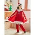 thumbnail image 2 of Franhais Kids Girls Christmas Costume Santa Shawl Dress and Shorts Cute Hat Set for Toddler Party Cosplay Outfit, 2 of 5