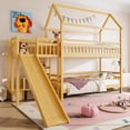 thumbnail image 4 of Harper & Bright Designs Twin Size House Bunk Bed with Storage Stairs, Wood Bunk Bed Frame with Slide for Boys and Girls, Natural, 4 of 12