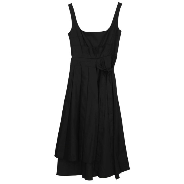 A.W.A.K.E Mode Robe Plissée à Col Ouvert Camilla Noire pour Femmes avec Tablier - 4